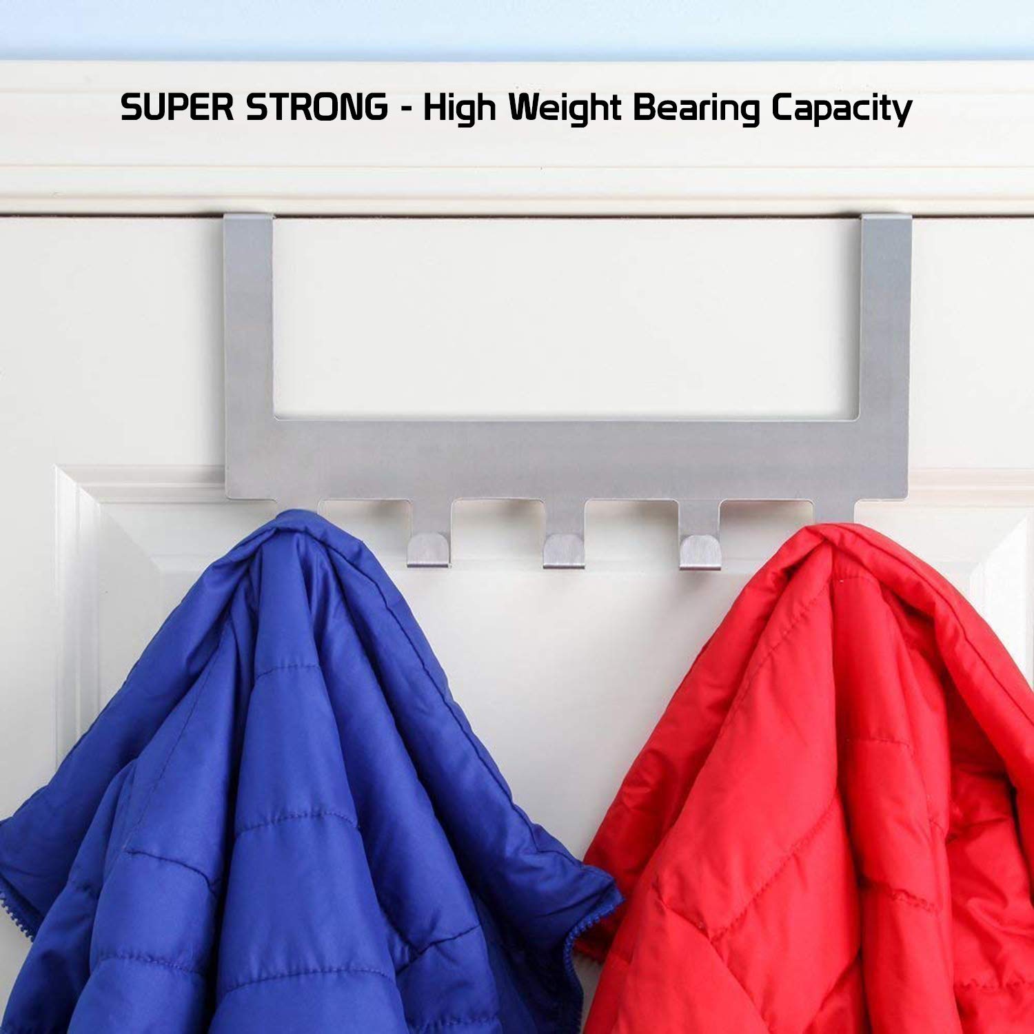 HOKIPO Stainless Steel Over-the-Door Hanger Hook – Durable & Space-Saving Organizer for Clothes, Towels & Accessories